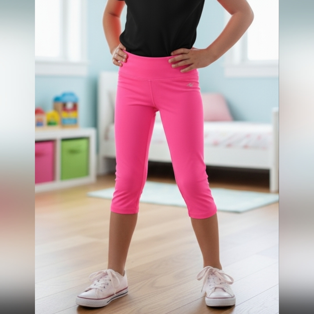 EUC Girls Althletic Woks Size 7-8 Hot Pink Capri Yoga Pants